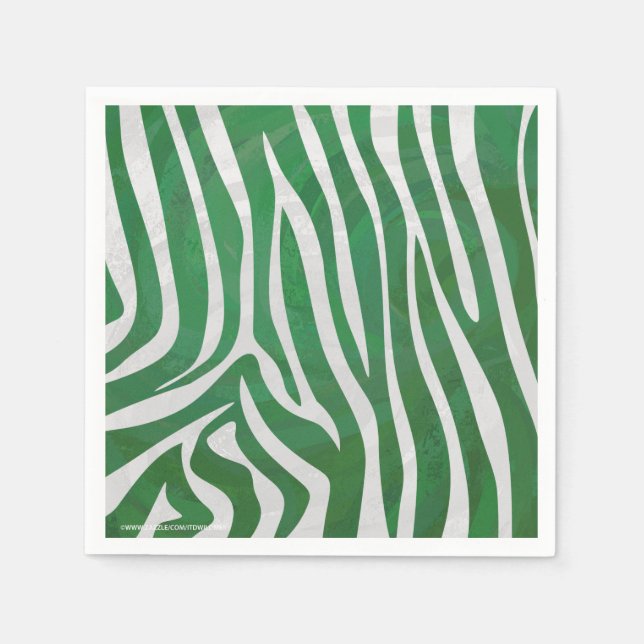 Servilleta De Papel Impresión verde y blanca de cebra (Anverso)
