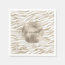 Servilleta De Papel Impresión Zen Cream White Cocoa Brown Zebra