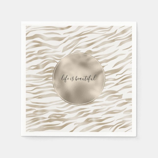 Servilleta De Papel Impresión Zen Cream White Cocoa Brown Zebra (Anverso)