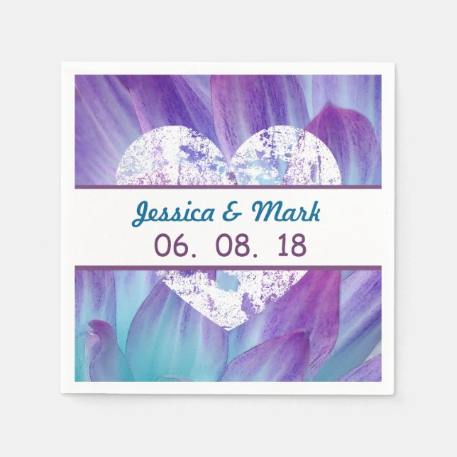 Servilleta De Papel Impresionante Boda azul y morado Dahlia A01X (Anverso)