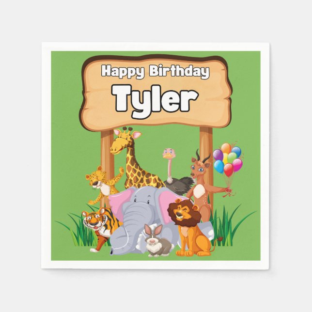 Servilleta De Papel Impresionante Fiesta de animal zoológico (Anverso)