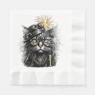 Servilleta De Papel Impresionante gato Steampunk 