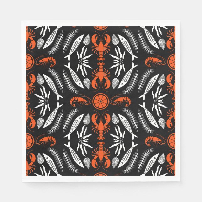 Servilleta De Papel Impresiones de estilo Art Deco de marisco (Anverso)