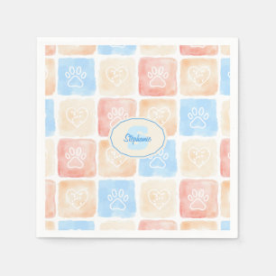 Servilleta De Papel Impresiones y corazones de la pintura acuarela en 