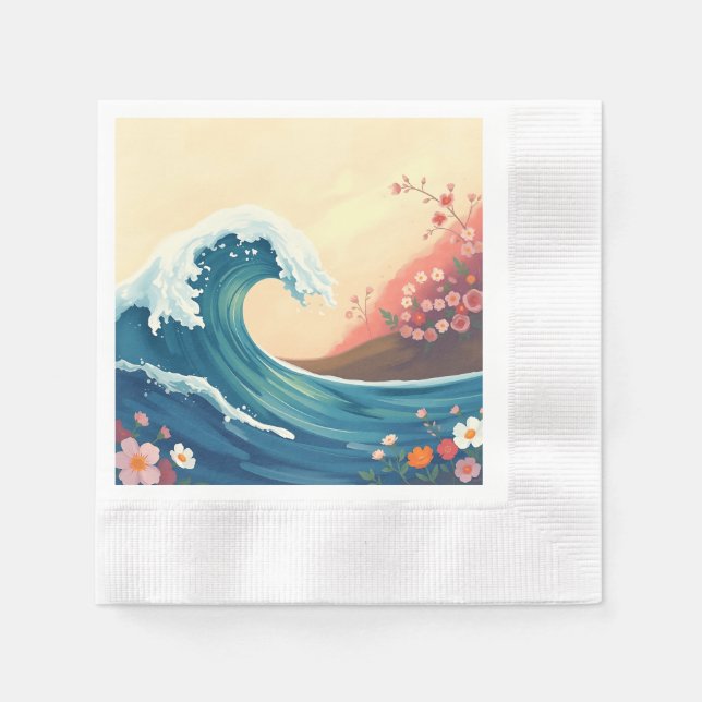 Servilleta De Papel Impressionistic Ocean Wave (Anverso)