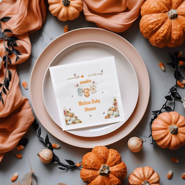 Servilleta De Papel Imprimible Baby Shower de calabaza dulce de otoño (Subido por el creador)