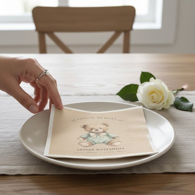 Servilleta De Papel In Loving Memory Teddy Bear Baby Memorial Napkin (Subido por el creador)