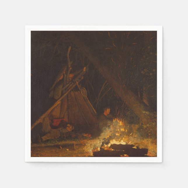 Servilleta De Papel Incendio en el campamento de Winslow Homer (Anverso)