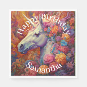 Servilleta De Papel Increíble cumpleaños feliz de Unicornio