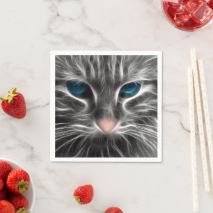 Servilleta De Papel Increíble Gato de Ojos Azules Cara