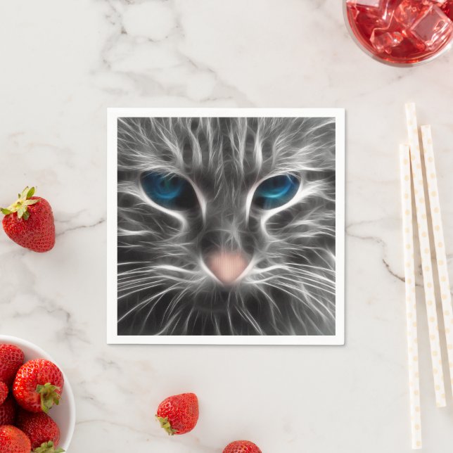 Servilleta De Papel Increíble Gato de Ojos Azules Cara (In situ)