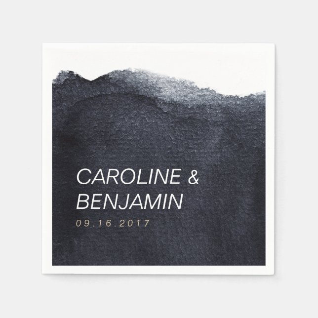 Servilleta De Papel Indigo acuarela moderna boda (Anverso)