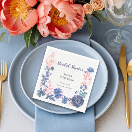 Servilleta De Papel Indigo Rubor Florals Bridal Shower Personalizar