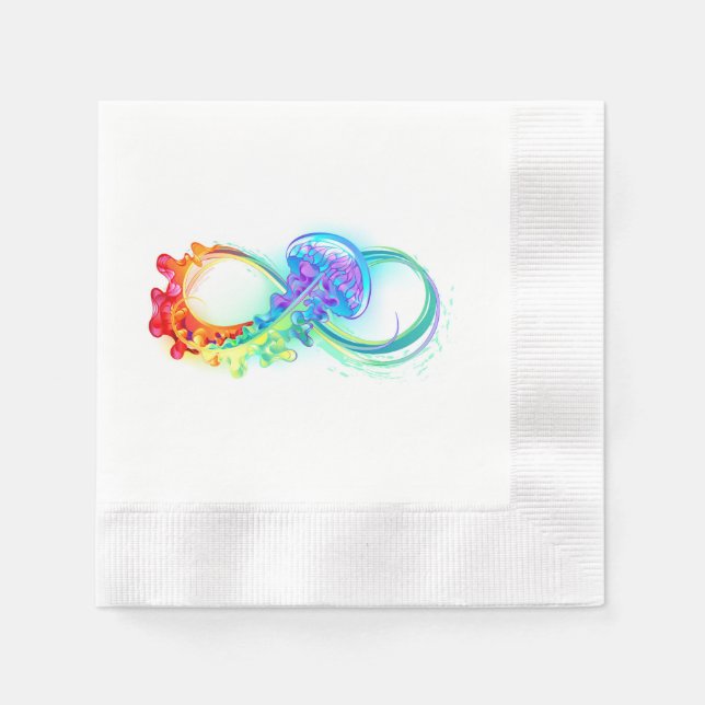 Servilleta De Papel Infinidad con las medusas del arcoiris (Anverso)