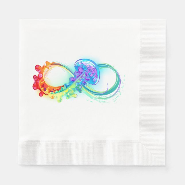 Servilleta De Papel Infinidad con las medusas del arcoiris (Anverso)