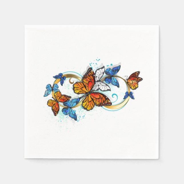Servilleta De Papel Infinidad de Mariposas Monarca (Anverso)