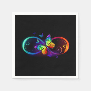 Servilleta De Papel Infinidad vibrante con mariposa arco iris sobre ne