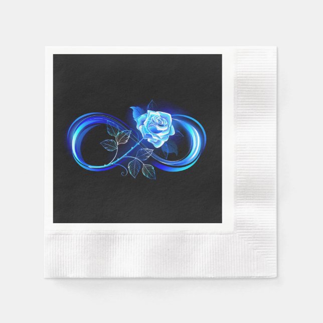 Servilleta De Papel Infinito brillante con rosa azul (Anverso)