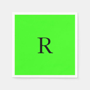 Servilleta De Papel Inicial de Monograma Neon Verde Brillante Colorido