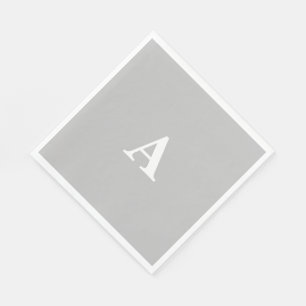 Servilleta De Papel Inicial de Monograma Nombre Personalizado Gris Gri