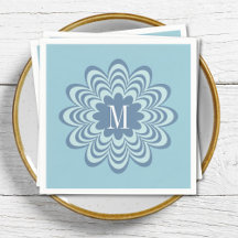 Inicial de monograma personalizado de flor azul ab