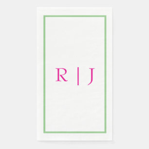 Servilleta De Papel Inicial de Monograma Rosa y Verde Salvia Verde Bod