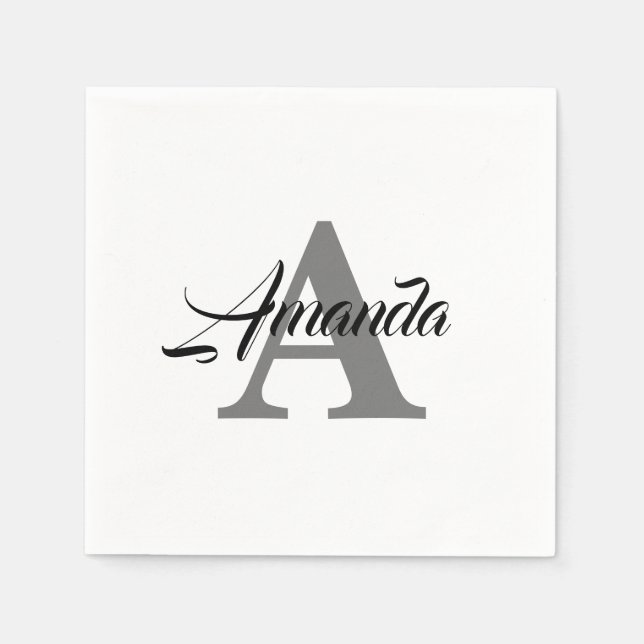 Servilleta De Papel Inicial de Monograma Simple Elegante Nombre Person (Anverso)