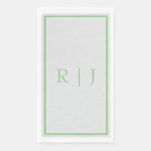 Servilleta De Papel Inicial de Monograma Verde Menta Gris Claro Boda