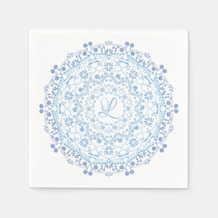 Servilleta de papel inicial editable Mandala azul