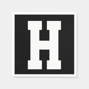 Servilleta De Papel Inicial moderna grande blanca   Negro