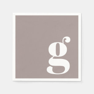 Servilleta De Papel Inicial monogramática minimalista en marrón taupe