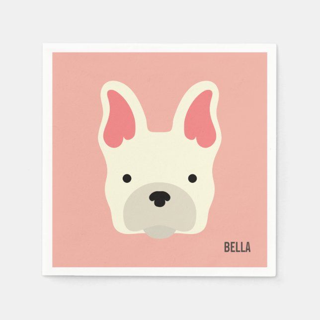 Servilleta De Papel Inicial. Un Bulldog francés. (Anverso)