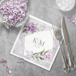 Servilleta De Papel Iniciales Bodas de espárragos florales Mauve ID889