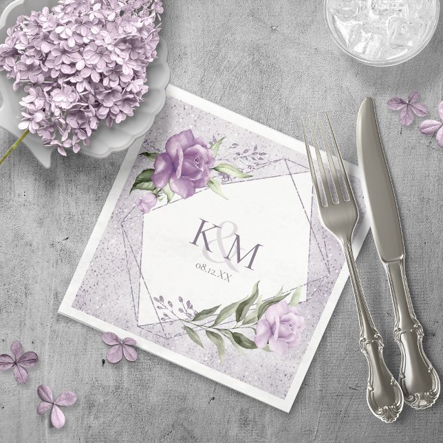 Servilleta De Papel Iniciales Bodas de espárragos florales Mauve ID889 (Subido por el creador)