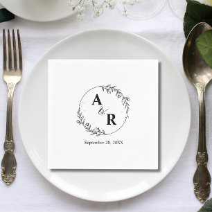 Servilleta De Papel Iniciales Bodas florales dibujadas a mano personal