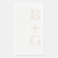 Iniciales de boda modernas de lino | Blanco