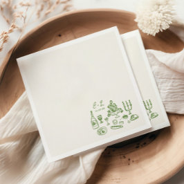 Servilleta De Papel Iniciales de Comida de Boda Dibujadas a Mano