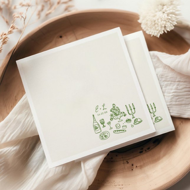 Servilleta De Papel Iniciales de Comida de Boda Dibujadas a Mano (Subido por el creador)