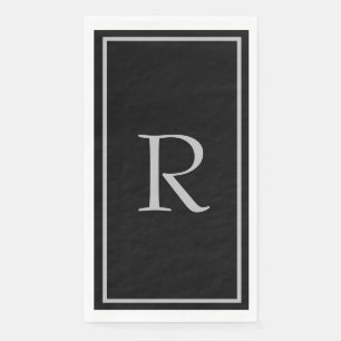 Servilleta De Papel Iniciales de monograma gris negro nombre personali
