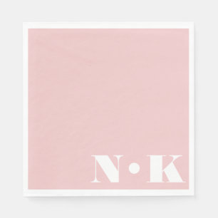 Servilleta De Papel Iniciales de Monograma Modernas Rosa Beige para Bo