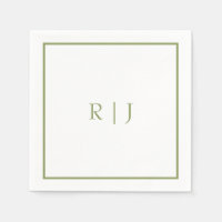 Iniciales de monograma Nombre Verde Musgo Tendenci