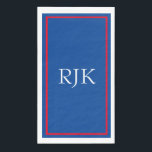 Servilleta De Papel Iniciales de monograma personalizadas rojo azul bl<br><div class="desc">Diseñado con plantilla de texto para iniciales monogramadas que puedes personalizar.</div>