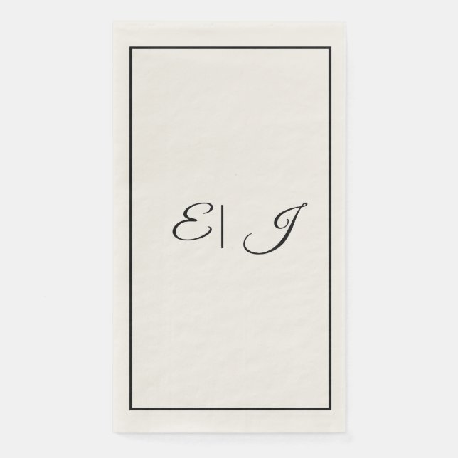 Servilleta De Papel Iniciales de monograma retro script elegante boda  (Anverso)