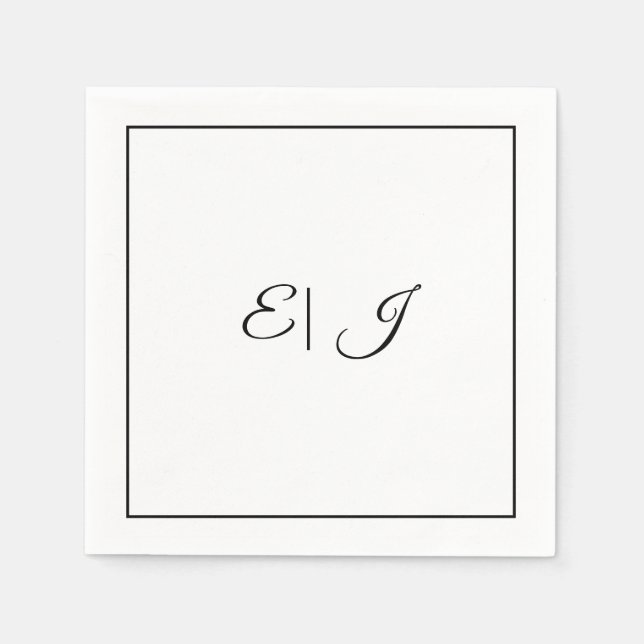 Servilleta De Papel Iniciales de Monograma Retro Script Elegante Boda (Anverso)