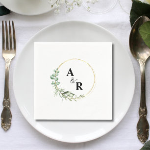 Servilleta De Papel Iniciales de Pareja de Vegetación Personalizada Pa