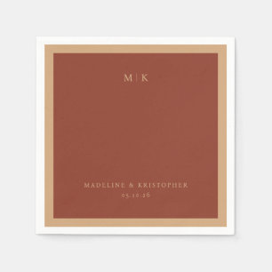 Servilleta De Papel Iniciales Minimalistas Marrones Elegantes
