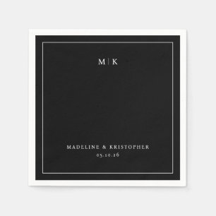 Servilleta De Papel Iníciales Minimalistas Negros Elegantes