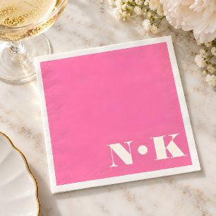 Servilleta De Papel Iniciales Monograma Modernas en Rosa Caliente para