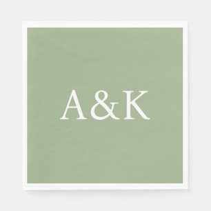 Servilleta De Papel Iniciales Personalizadas en Boda Verde Menta