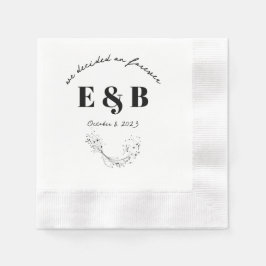 Servilleta De Papel Iniciales y fecha de Boda floral